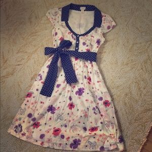 Floral and Polka Dot Vintage-Style Dress